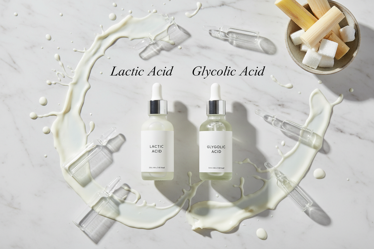 “Lactic Acid vs Glycolic Acid for Indian Skin: Why Gentler Wins in Our Climate”