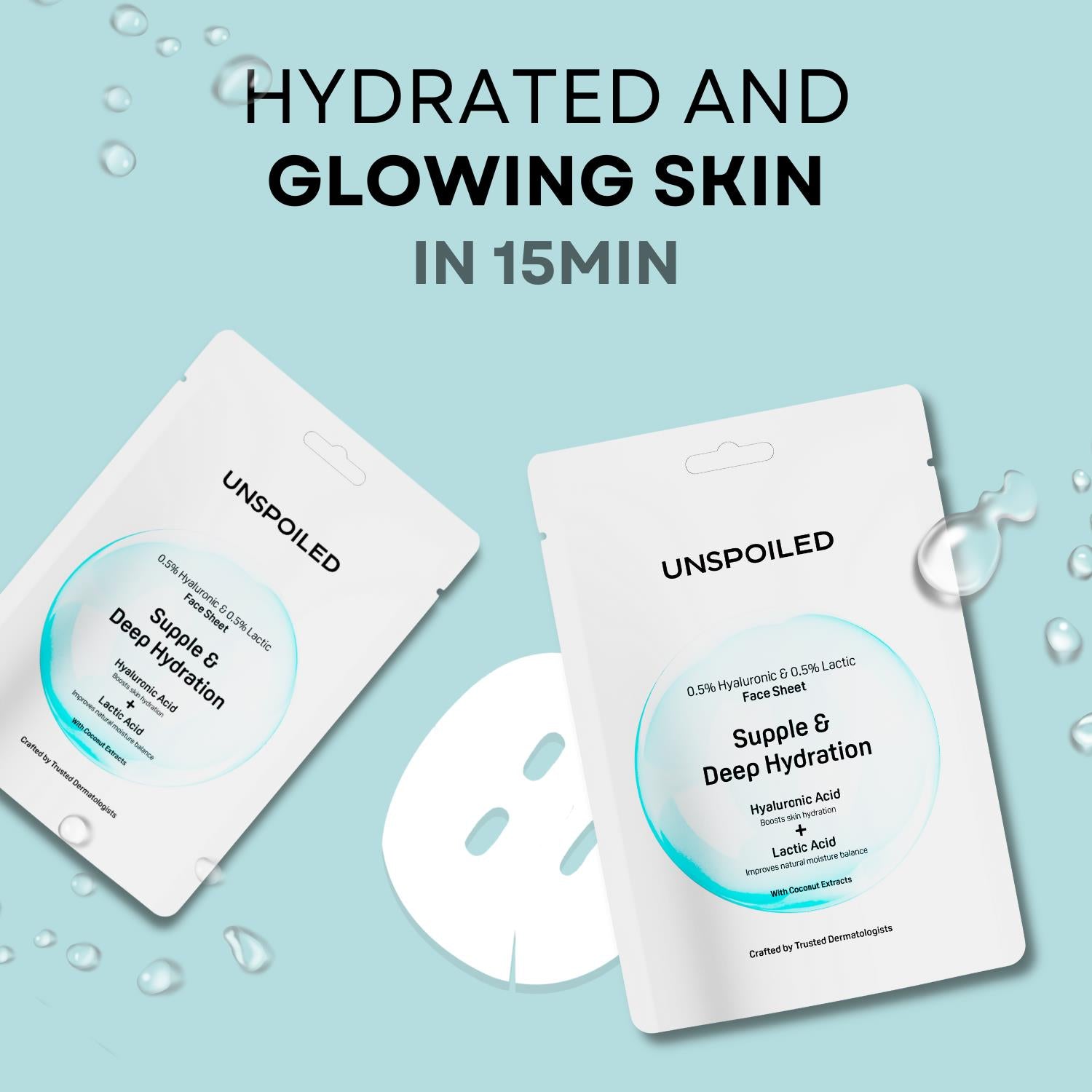 Supple & Deep Hydration Face Sheet Mask 0.5% Hyaluronic & 0.5% Lactic