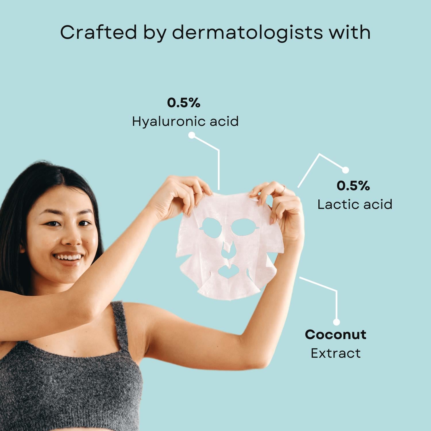 Supple & Deep Hydration Face Sheet Mask 0.5% Hyaluronic & 0.5% Lactic