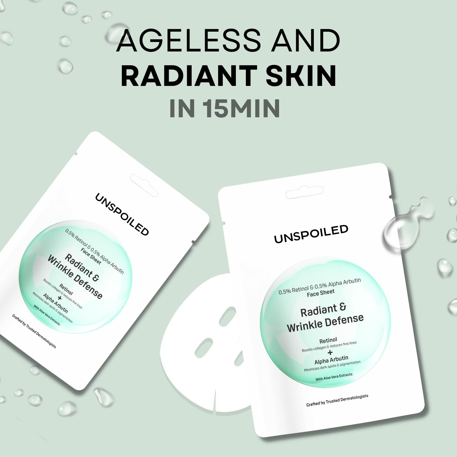 Radiant Wrinkle Defense Face Sheet Mask 0.5% Retinol & 0.5% Alpha Arbutin