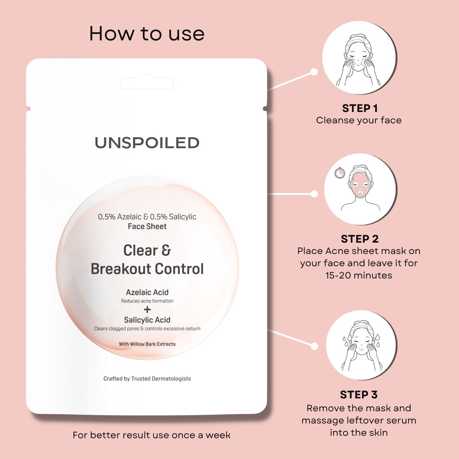 Clear & Breakout Control  Face sheet Mask 0.5% Azelaic & 0.5% Salicylic