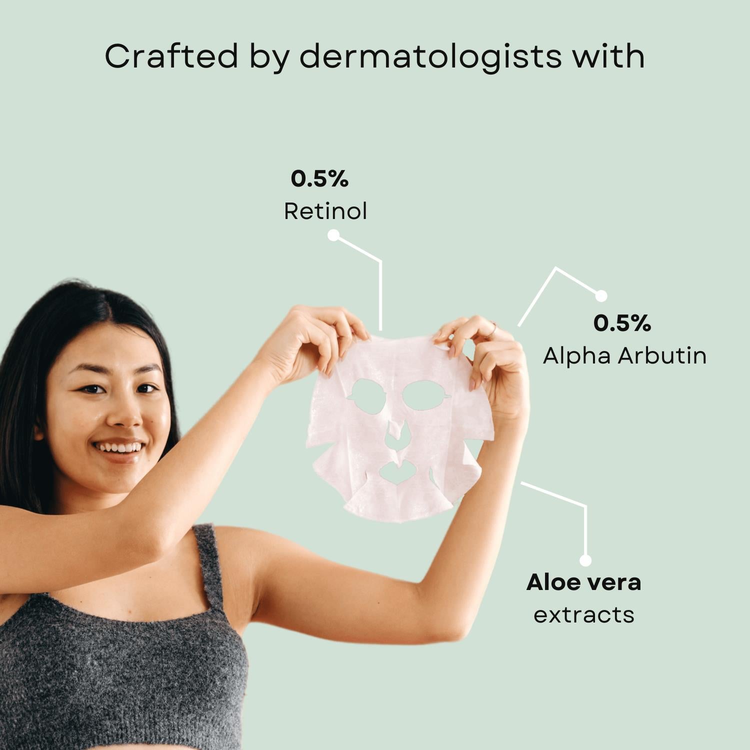 Radiant Wrinkle Defense Face Sheet Mask 0.5% Retinol & 0.5% Alpha Arbutin